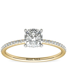 Petite Micropavé Diamond Engagement Ring in 14k Yellow Gold (0.09 ct. tw.)